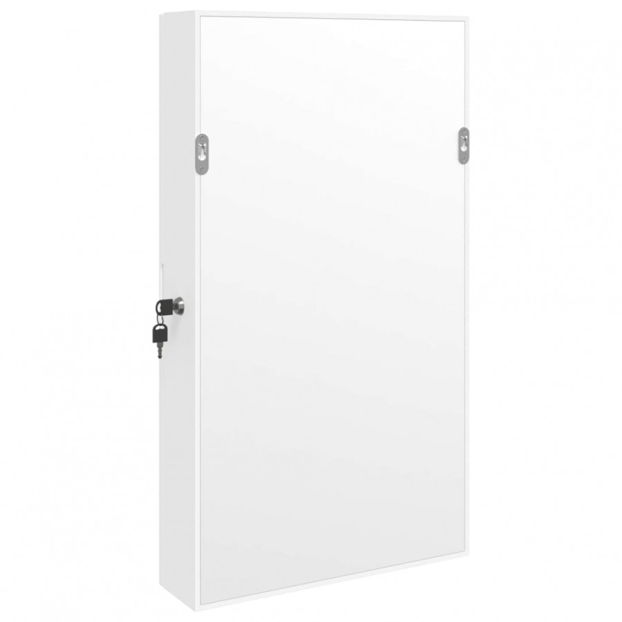Armoire à bijoux avec miroir murale blanc 37,5x10x67 cm