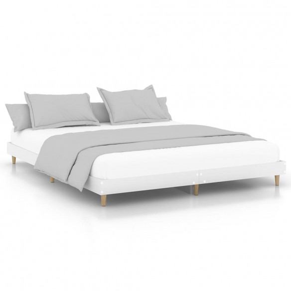Cadre de lit blanc 150x200 cm bois d'ingénierie