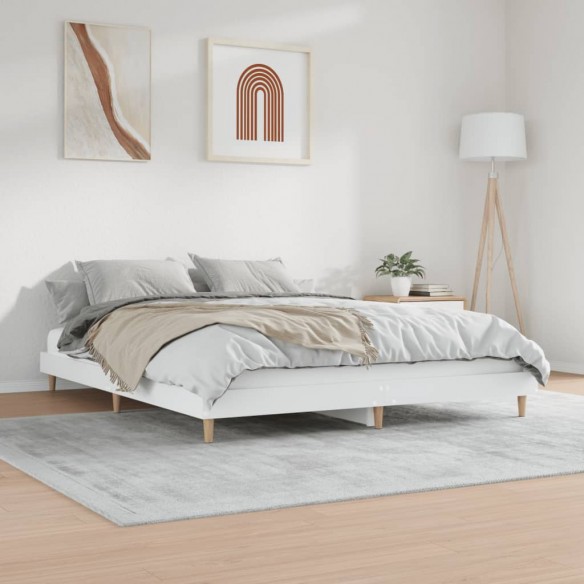 Cadre de lit blanc 150x200 cm bois d'ingénierie