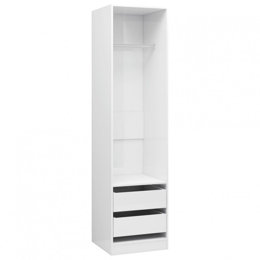 Garde-robe avec tiroirs Blanc brillant 50x50x200 cm Aggloméré