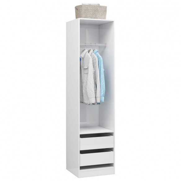 Garde-robe avec tiroirs Blanc brillant 50x50x200 cm Aggloméré