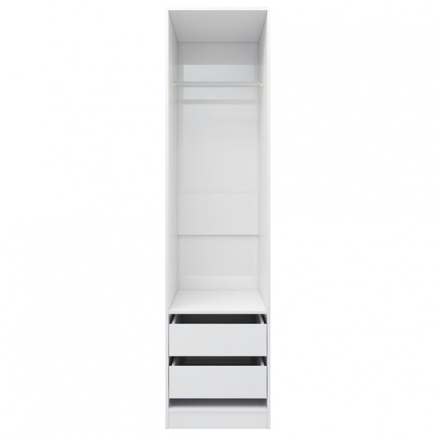 Garde-robe avec tiroirs Blanc brillant 50x50x200 cm Aggloméré