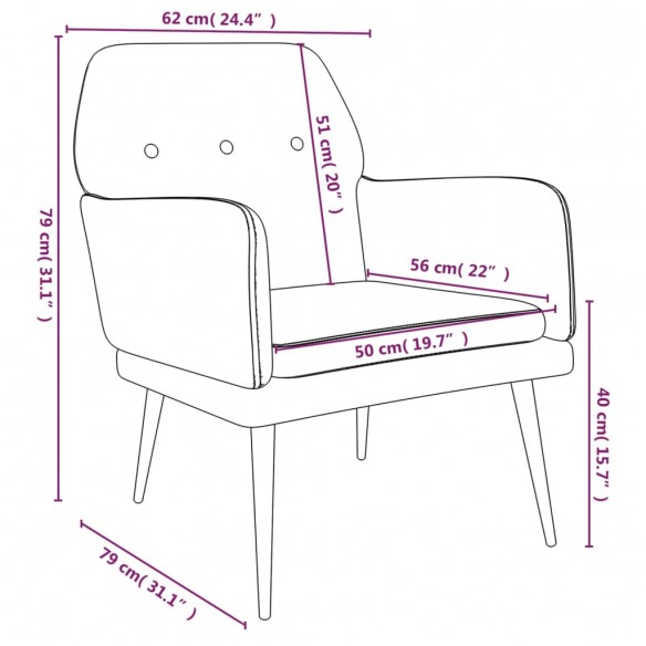 Fauteuil Gris foncé 62x79x79 cm Velours