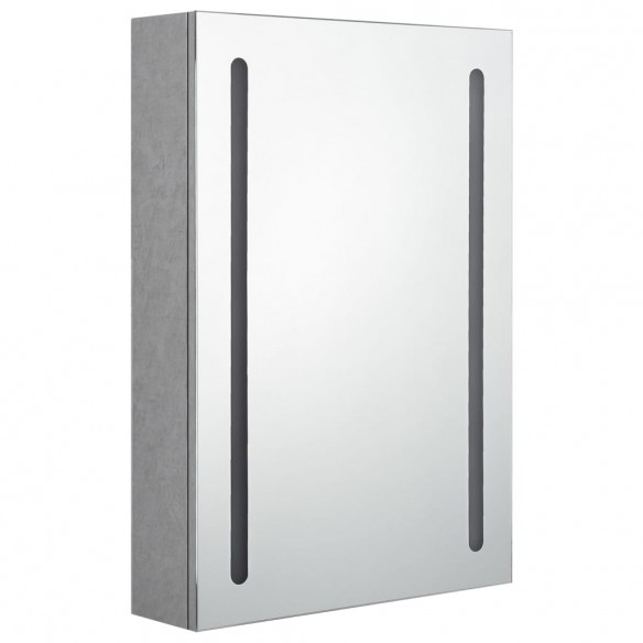 Armoire de salle de bain à miroir LED gris béton 50x13x70 cm