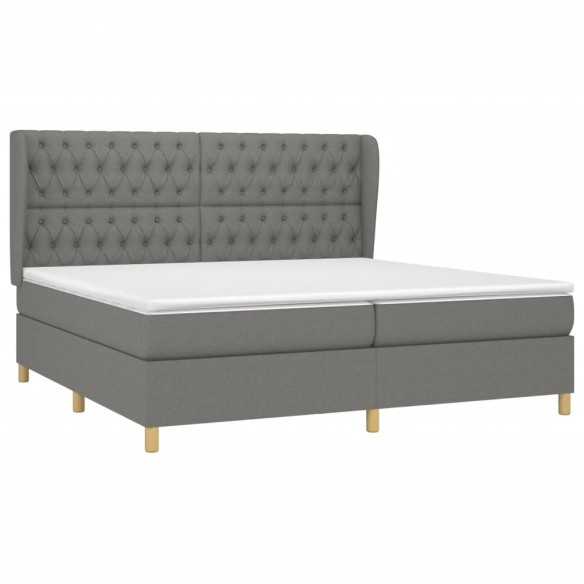 Sommier à lattes de lit avec matelas Gris foncé 200x200cm Tissu