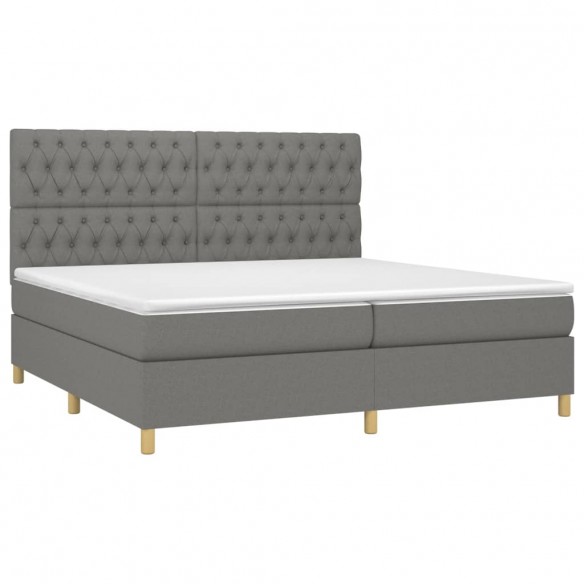 Cadre de lit et matelas et LED Gris foncé 200x200 cm