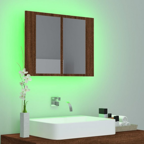 Armoire à miroir LED Chêne marron 60x12x45 cm Bois d'ingénierie