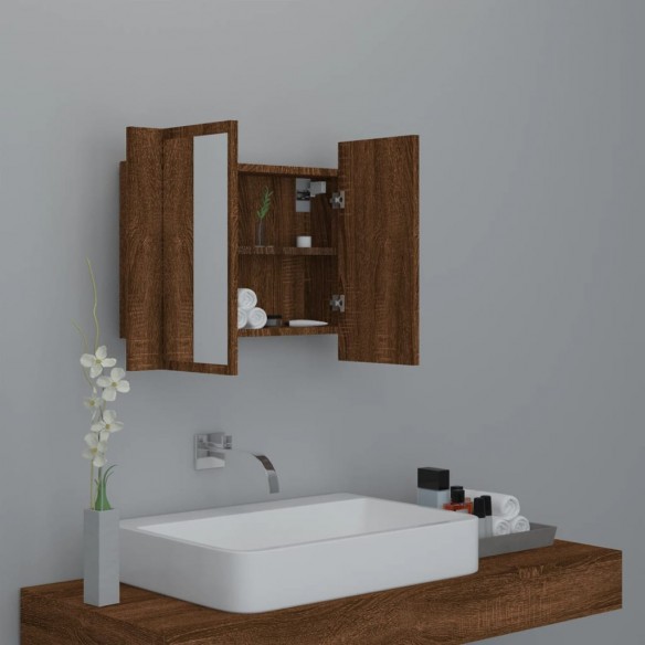 Armoire à miroir LED Chêne marron 60x12x45 cm Bois d'ingénierie