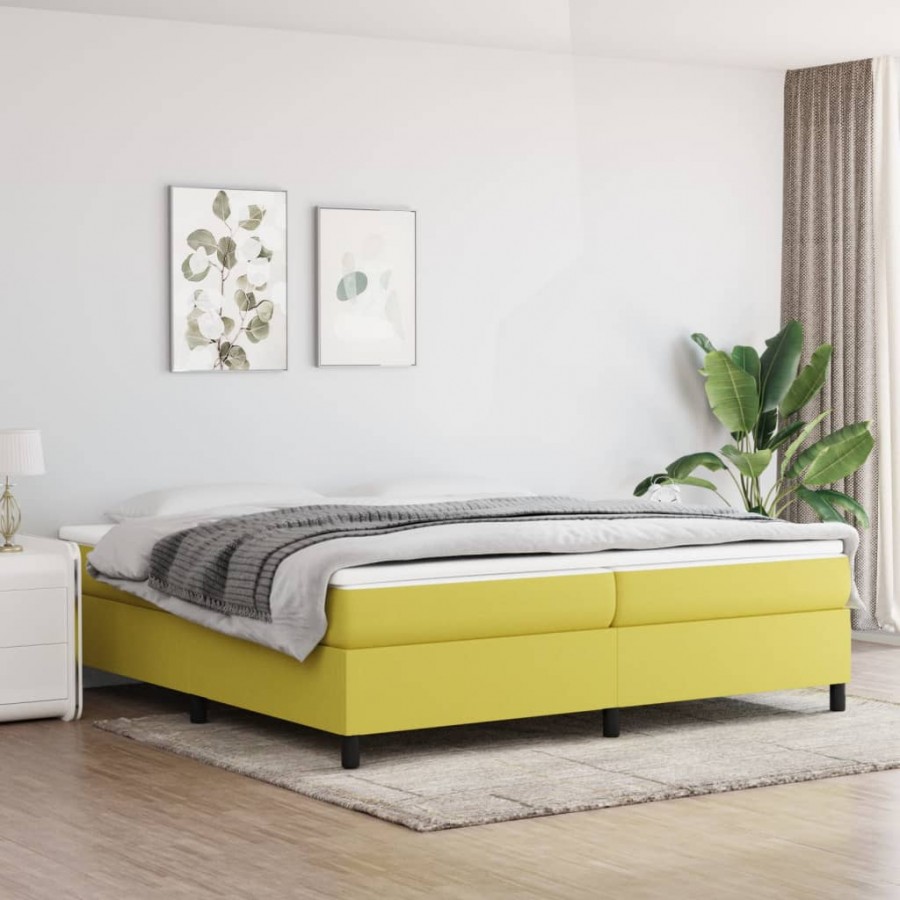 Cadre de lit avec matelas Vert 200x200 cm Tissu