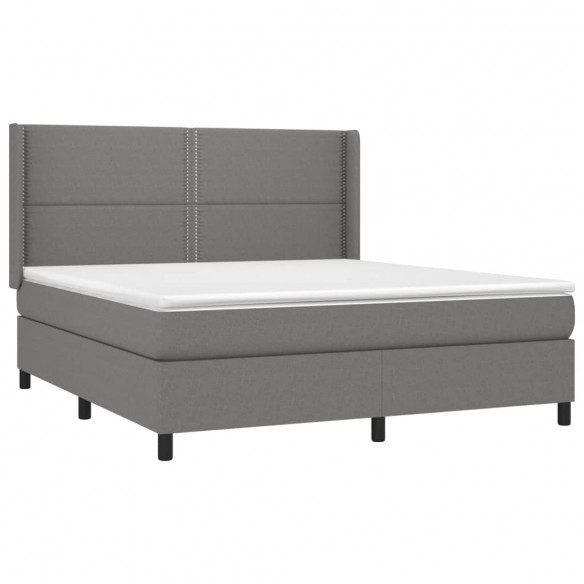 Cadre de lit avec matelas Gris foncé 180x200cm Tissu