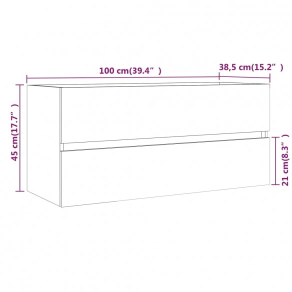 Armoire de lavabo Chêne marron 100x38,5x45 cm Bois d'ingénierie