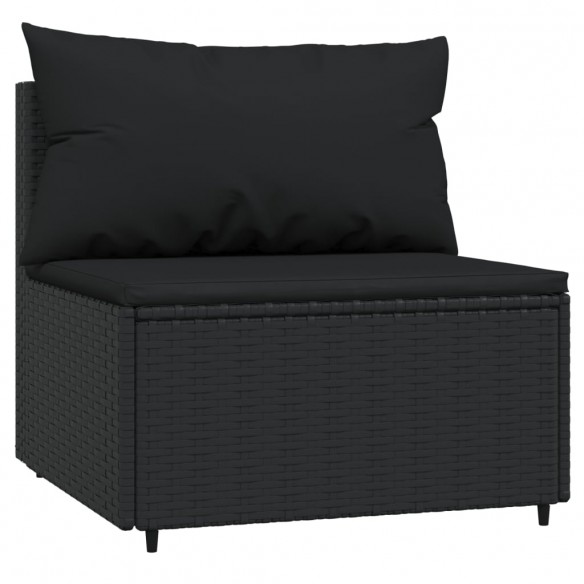 Canapés centraux de jardin et coussins 2pcs Noir Résine tressée