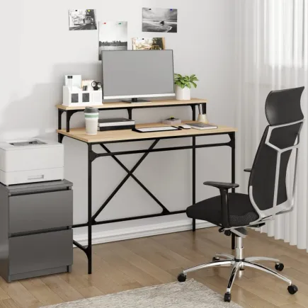 Bureau chêne sonoma 100x50x90 cm bois d'ingénierie et fer