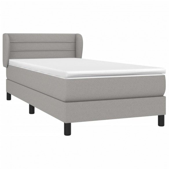 Cadre de lit avec matelas Gris clair 100x200cm Tissu