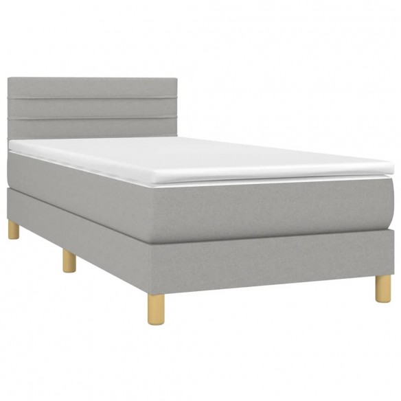 Cadre de lit avec matelas Gris clair 100x200cm Tissu