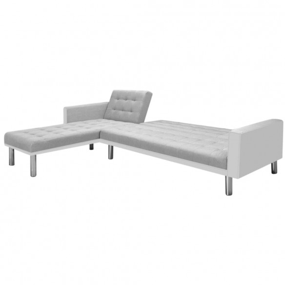 Canapé-lit d'angle tissu 218 x 155 x 69 cm blanc et gris