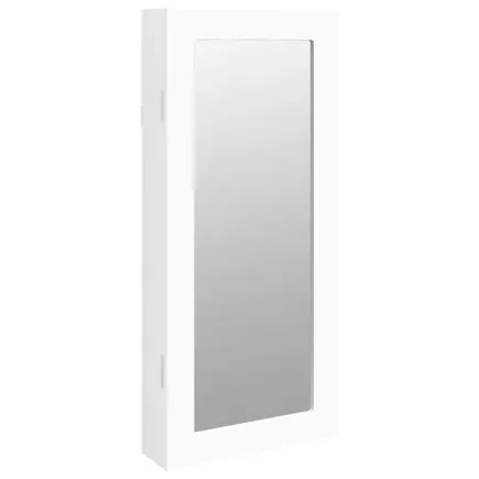 Armoire à bijoux avec miroir murale blanc 30x8,5x67 cm 2