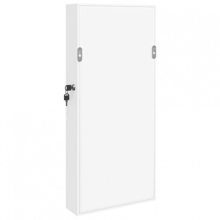 Armoire à bijoux avec miroir murale blanc 30x8,5x67 cm