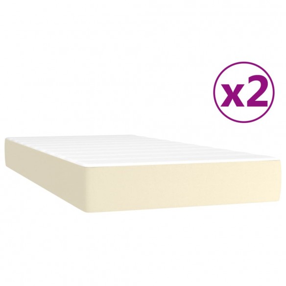 Sommier à lattes de lit avec matelas Crème 200x200cm Similicuir