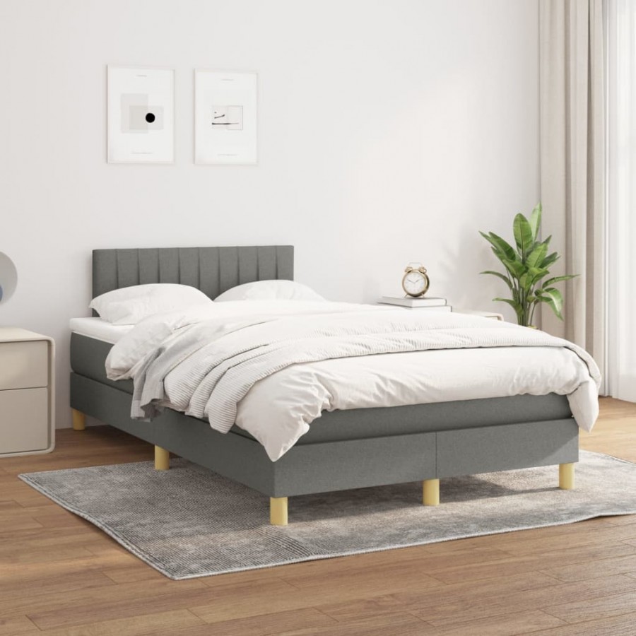 Sommier à lattes de lit avec matelas Gris foncé 120x200cm Tissu