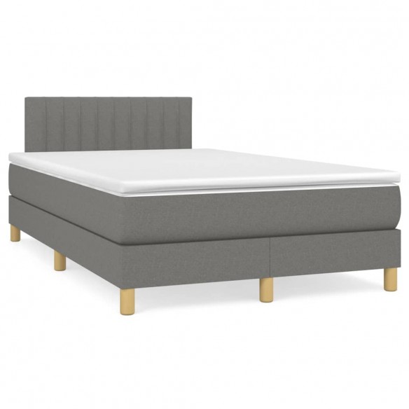 Cadre de lit avec matelas Gris foncé 120x200cm Tissu