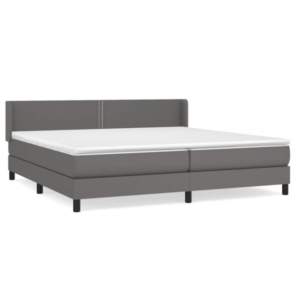 Sommier à lattes de lit avec matelas Gris 200x200 cm Similicuir