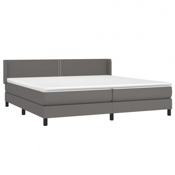 Sommier à lattes de lit avec matelas Gris 200x200 cm Similicuir