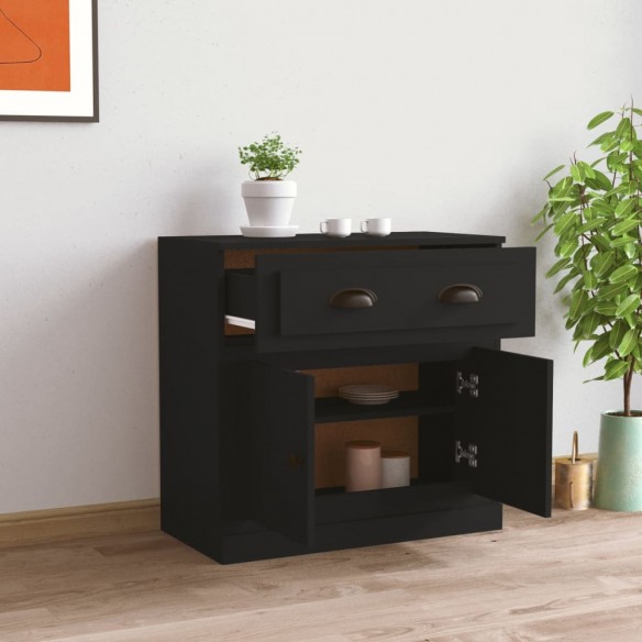 Buffet noir 70x35,5x67,5 cm bois d'ingénierie