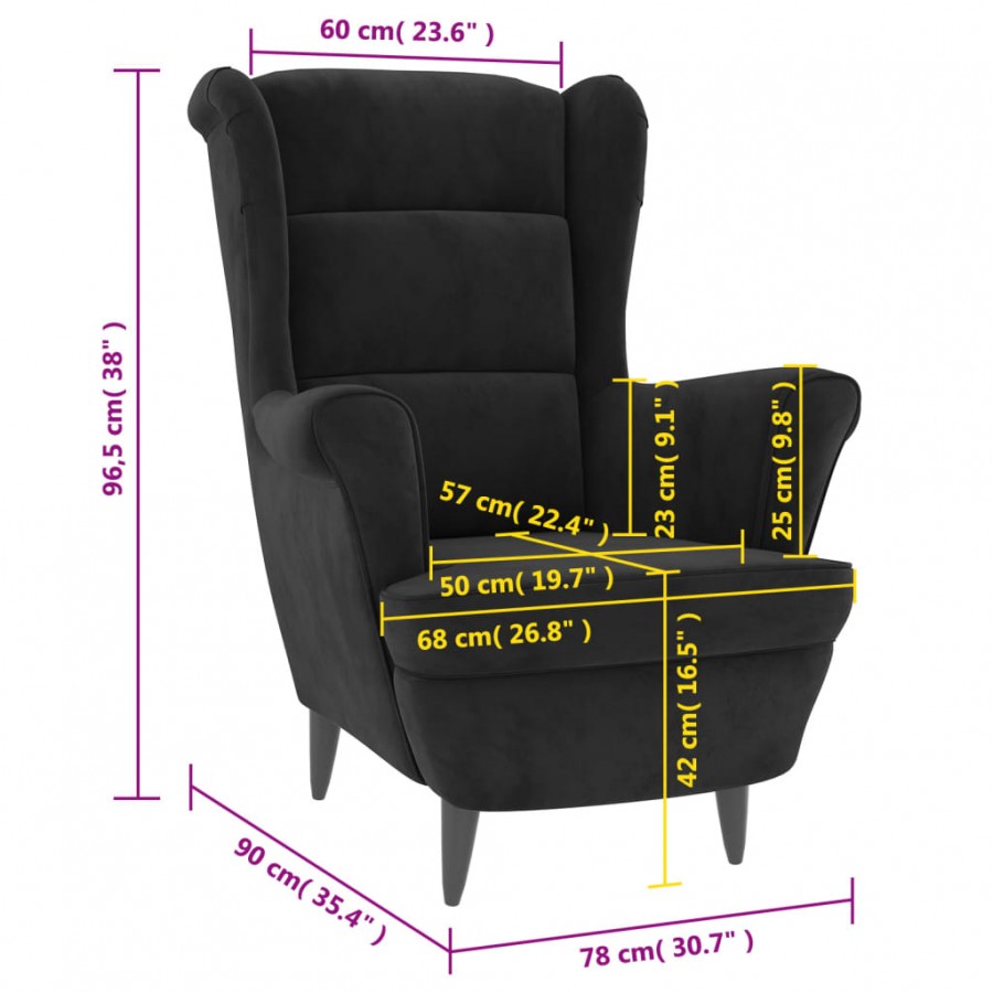 Fauteuil noir velours Fauteuil noir velours
