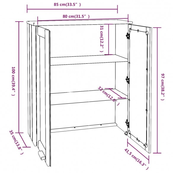 Dessus de buffet HAMAR Gris foncé 85x35x100 cm Bois de pin