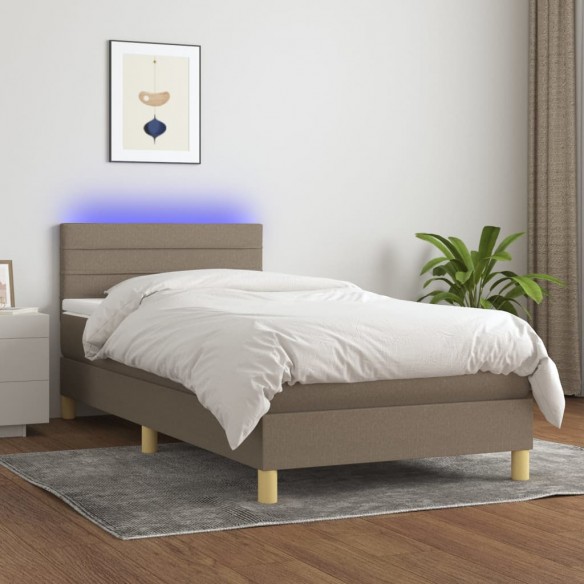 Cadre de lit avec matelas LED Taupe 90x190 cm Tissu