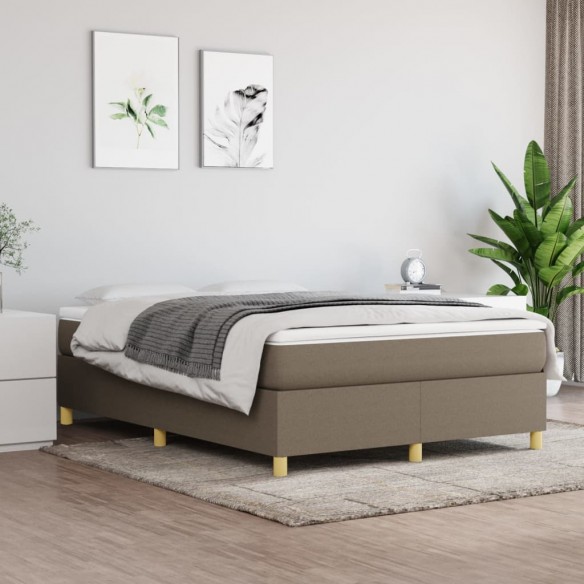 Cadre de lit avec matelas Taupe 140x190 cm Tissu