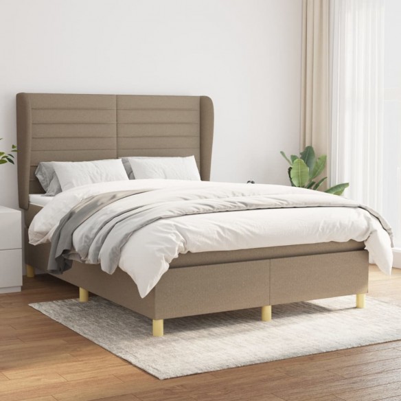 Sommier à lattes de lit avec matelas Taupe 140x190 cm Tissu