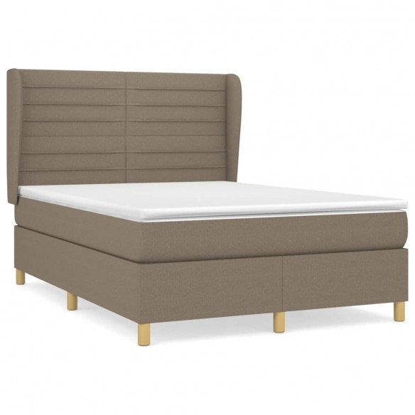 Sommier à lattes de lit avec matelas Taupe 140x190 cm Tissu