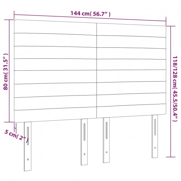 Tête de lit à LED Taupe 144x5x118/128 cm Tissu