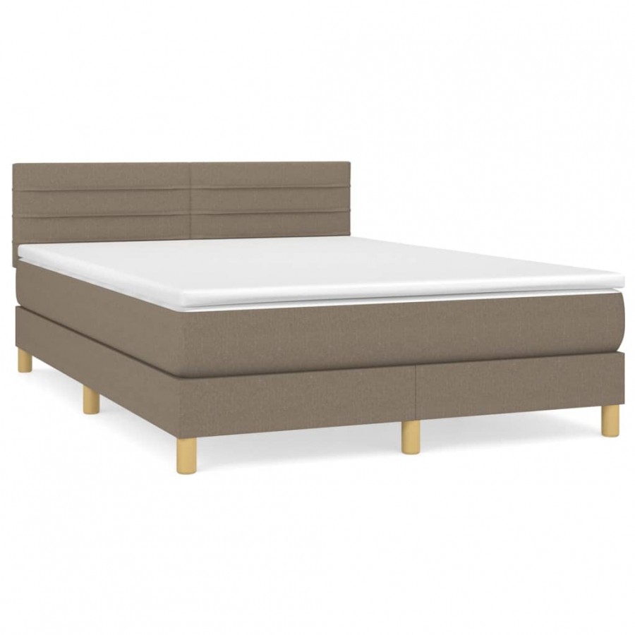 Sommier à lattes de lit avec matelas Taupe 140x200 cm Tissu