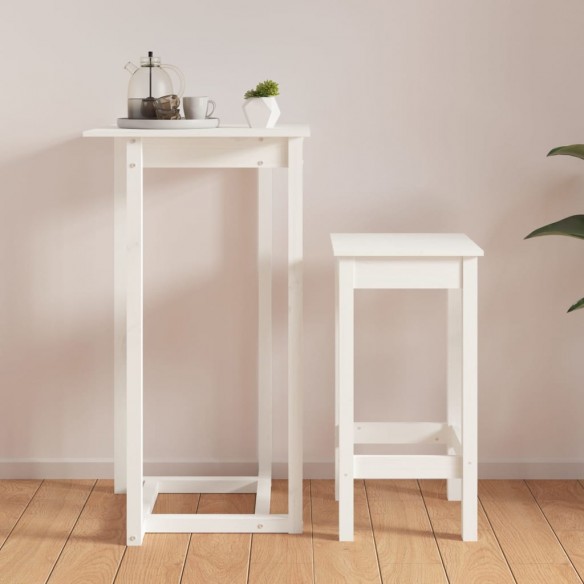 Table de bar Blanc 60x60x110 cm Bois massif de pin