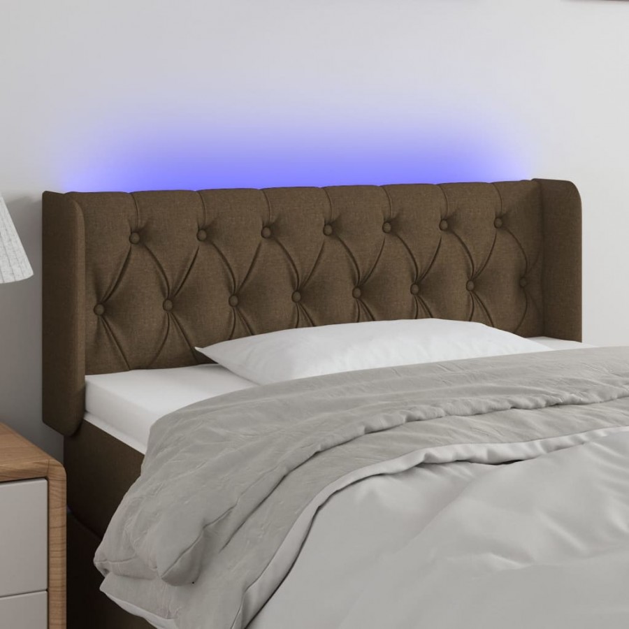 Tête de lit à LED Marron foncé 93x16x78/88 cm Tissu