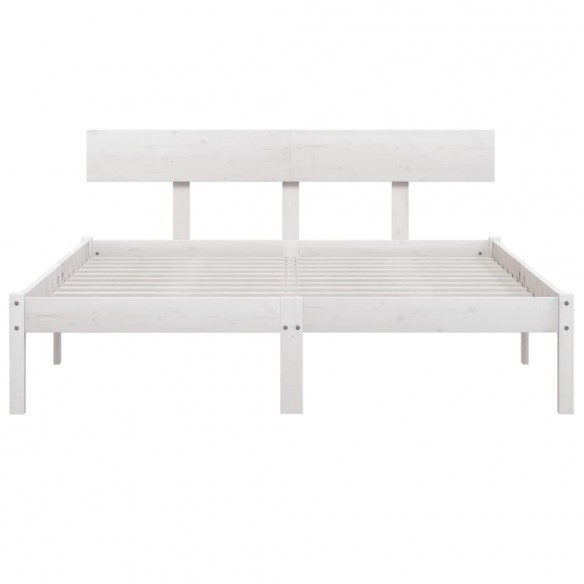 Cadre de lit Blanc Bois de pin massif 140x200 cm