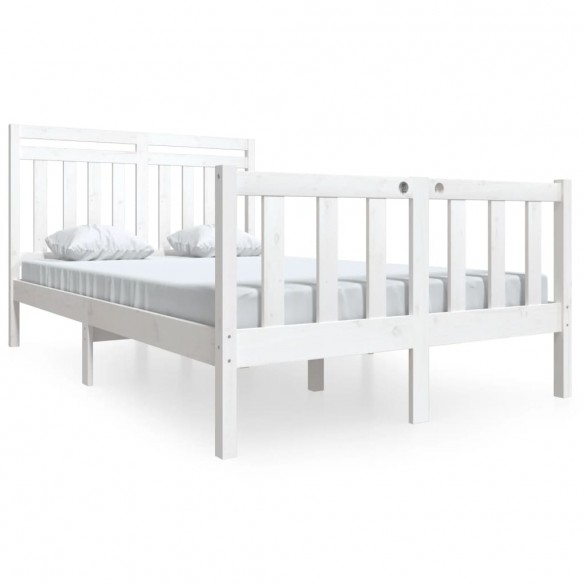 Cadre de lit Blanc Bois massif 120x190 cm Petit Double