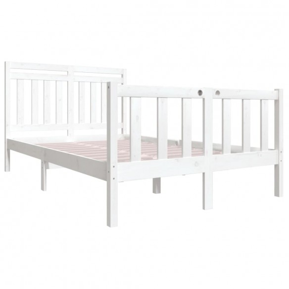 Cadre de lit Blanc Bois massif 120x190 cm Petit Double