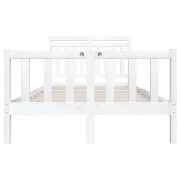 Cadre de lit Blanc Bois massif 120x190 cm Petit Double