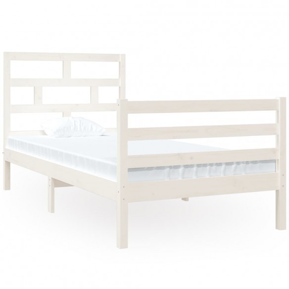 Cadre de lit Blanc Bois massif 90x190 cm Simple