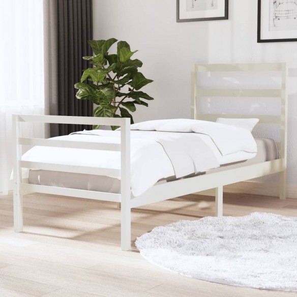 Cadre de lit Blanc Bois de pin massif 90x190 cm Simple