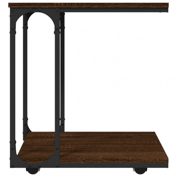 Table d'appoint à roues Chêne marron 50x35x55,5 cm