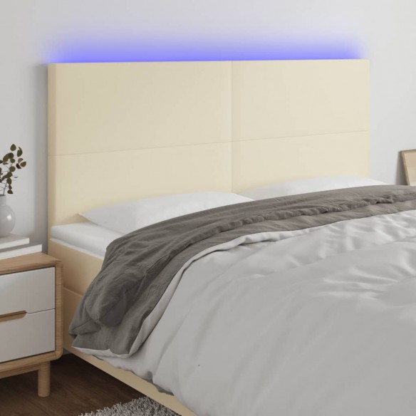 Tête de lit à LED Crème 180x5x118/128 cm Similicuir