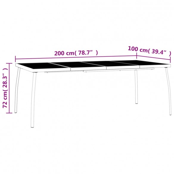 Table de jardin anthracite 200x100x72 cm Treillis d'acier