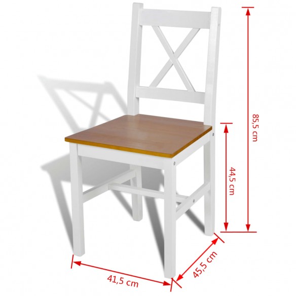 Chaises à manger lot de 2 blanc bois de pin