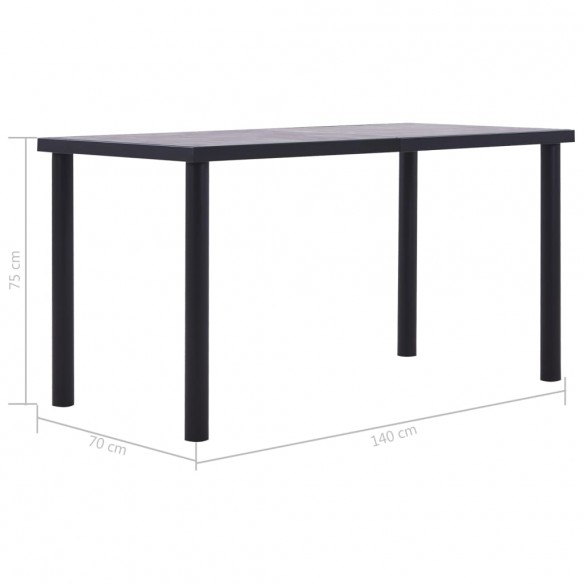 Table de salle à manger Noir et gris béton 140x70x75 cm MDF