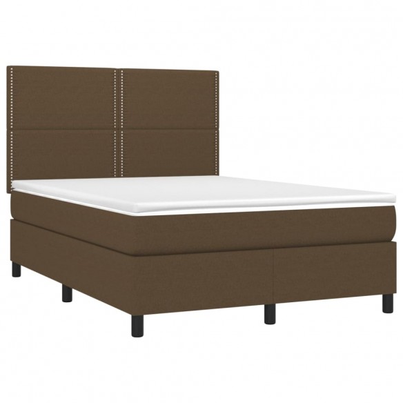 Cadre de lit matelas et LED Marron foncé 140x200 cm